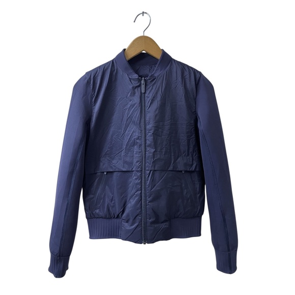 LULULEMON Women's 2 Down & Around Bomber Reversible Jacket Navy 800 Fill Down - Picture 7 of 15